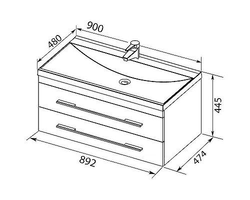 Комплект мебели для ванной Aquanet Верона 90 287639 подвесной Белый матовый