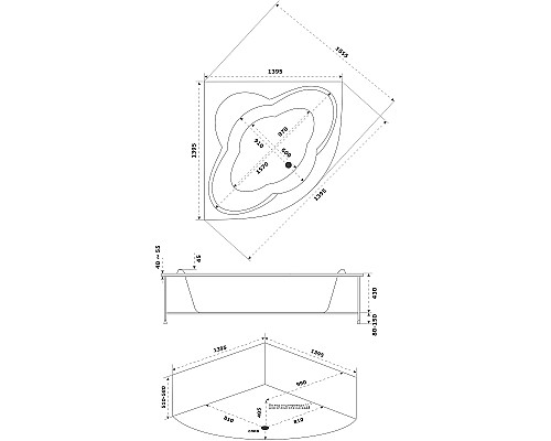 Акриловая ванна Bas Имейджен 139х139 В 00056 без гидромассажа