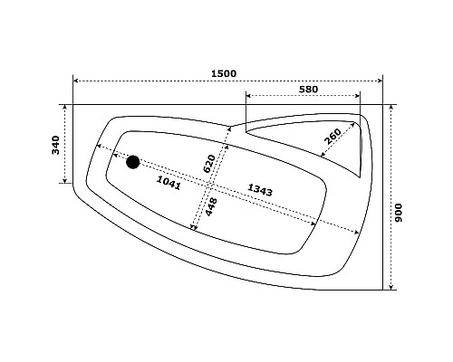 Акриловая ванна Bas Камея PRO 150x90 R  В А0118 без гидромассажа