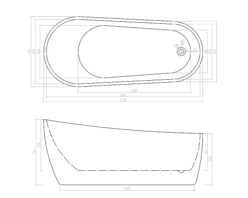 Акриловая ванна Ceruttispa Viva 170x75 CT9127 без гидромассажа