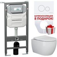 Комплект унитаза с инсталляцией Ceramicanova Play с сиденьем Микролифт и Белой клавишей смыва