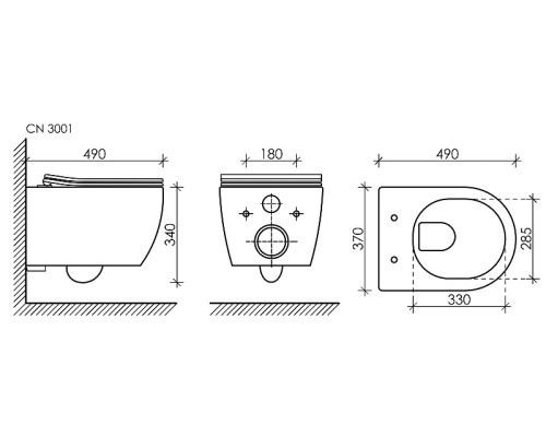 Комплект унитаза с инсталляцией Ceramicanova Play CN3001_1001W_1000 с сиденьем Микролифт и Белой клавишей смыва