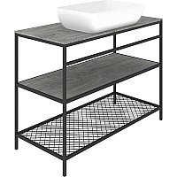 Консоль с раковиной STWORKI Нюборг 100 С14208 Черный муар Дуб рошелье