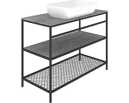 Консоль с раковиной STWORKI Нюборг 100 С14208 Черный муар Дуб рошелье