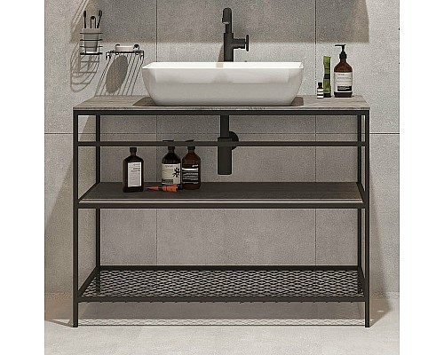 Консоль с раковиной STWORKI Нюборг 100 С14208 Черный муар Дуб рошелье