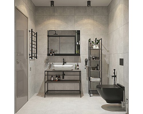 Консоль с раковиной STWORKI Нюборг 100 С14208 Черный муар Дуб рошелье