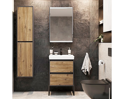 Зеркальный шкаф STWORKI Кронборг 55 1A261802KB820 Черный Серый