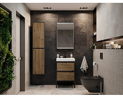 Зеркальный шкаф STWORKI Кронборг 55 1A261802KB820 Черный Серый