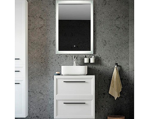 Комплект мебели для ванной STWORKI Эстерсунд 60 459683 подвесной Белый матовый Простоун беж