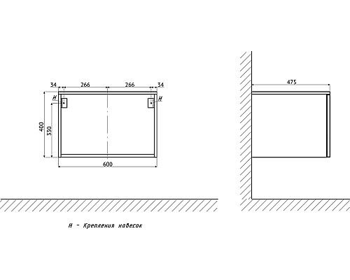 Тумба с раковиной STWORKI Ольборг 60 481123 подвесная Белая матовая Дуб карпентер