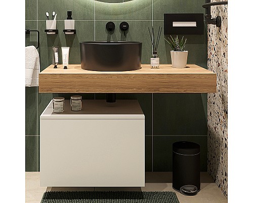 Комплект мебели для ванной STWORKI Ольборг 100 483360 подвесная Белая матовая Дуб французский