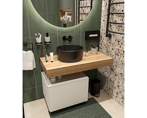 Комплект мебели для ванной STWORKI Ольборг 100 483360 подвесная Белая матовая Дуб французский