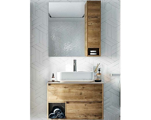 Комплект мебели для ванной STWORKI Карлстад 75 427888 подвесной Дуб рустикальный