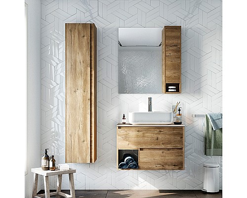 Комплект мебели для ванной STWORKI Карлстад 75 427888 подвесной Дуб рустикальный