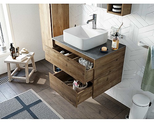 Комплект мебели для ванной STWORKI Карлстад 75 427888 подвесной Дуб рустикальный