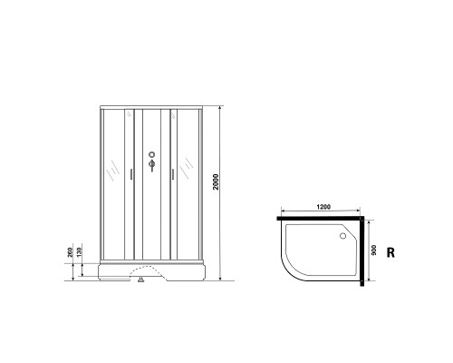 Душевая кабина Niagara Classic 120х90 R NG-33294-14RBKG с гидромассажем