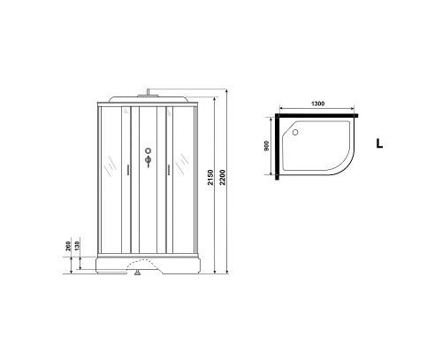 Душевая кабина Niagara Classic 130х90 L NG-33394-14LF с гидромассажем