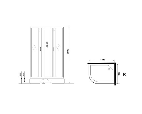 Душевая кабина Niagara Classic 130х90 R NG-33394-14RBK без гидромассажа