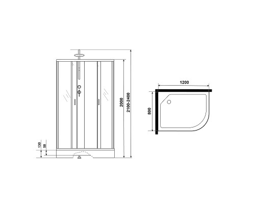 Душевая кабина Niagara Classic 120х80 L NG-3512-14LBKT без гидромассажа