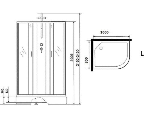 Душевая кабина Niagara Classic 100х80 L NG-33084-14LBKTG с гидромассажем