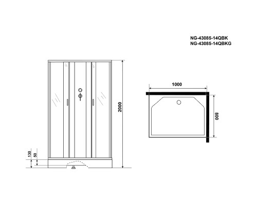 Душевая кабина Niagara Classic 100х80 NG-43085-14QBKG с гидромассажем