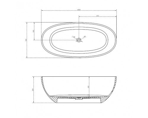 Ванна из полиэфирной смолы Abber Kristall 165х78 AT9701Opal Коричневая без гидромассажа