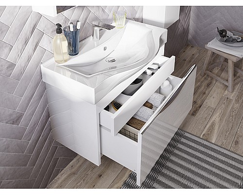 Тумба с раковиной STWORKI Хельсинки 65 406322 подвесной Белый глянец