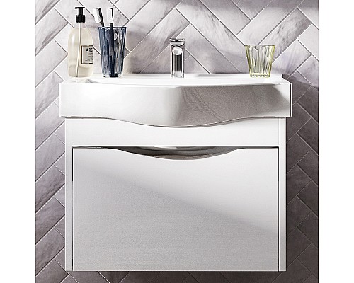 Тумба с раковиной STWORKI Хельсинки 65 406322 подвесной Белый глянец