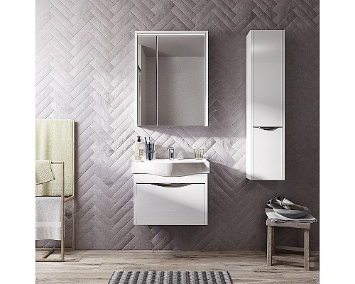 Тумба с раковиной STWORKI Хельсинки 65 406322 подвесной Белый глянец