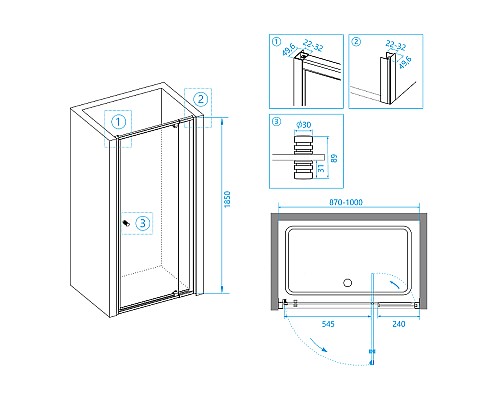 Душевая дверь RGW Passage PA-02B NEW 90 41080209-14 профиль Черный стекло прозрачное