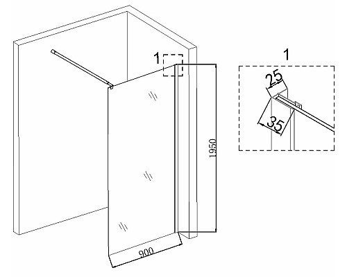 Душевая перегородка Niagara Nova 90 NG-683-90BLACK профиль Черный стекло прозрачное