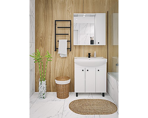 Зеркало со шкафом Runo Римини 75 00-00001257 с подсветкой Белое