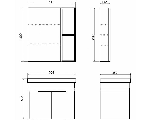 Зеркальный шкаф Comforty Соло 70 00-00011589 Дуб темно-коричневый