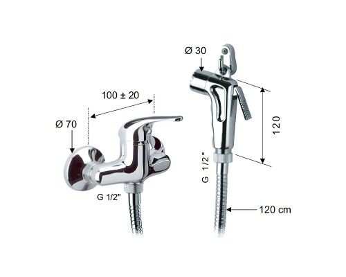 Гигиенический душ со смесителем Remer C312DP Хром