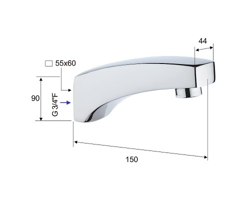 Излив для смесителя Remer 91 Хром