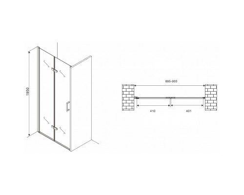 Душевая дверь Abber Zart 90 AG08090P профиль Хром стекло прозрачное