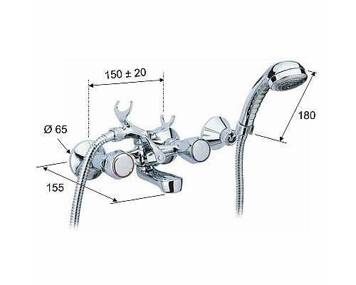 Смеситель для ванны Remer 1000-2000 02Y Хром