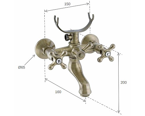 Смеситель для ванны Remer Liberty 05LIVO Бронза