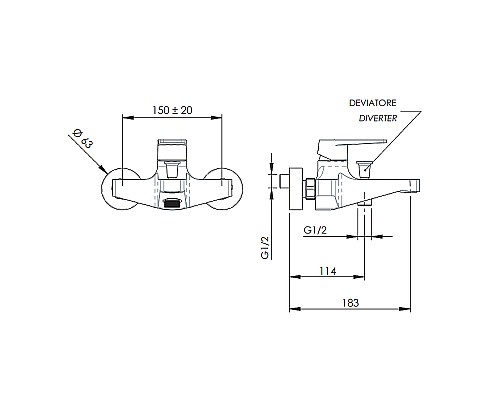 Смеситель для ванны Remer Dream D05 Хром