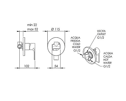 Смеситель для душа Remer Energy EY30 Хром