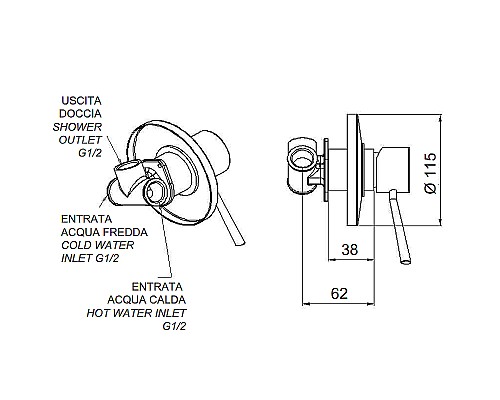 Смеситель для душа Remer Minimal N30L Хром