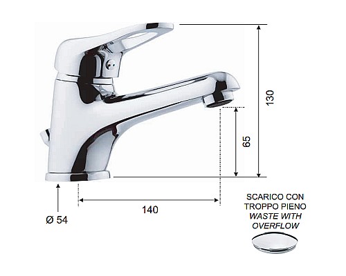 Смеситель для раковины Remer Kiss K10L Хром