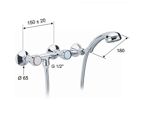 Смеситель для душа Remer 1000-2000 39Y Хром
