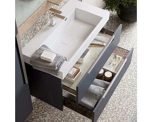 Тумба под раковину Aqwella Cube 90 CUB0109GR подвесная Серая матовая