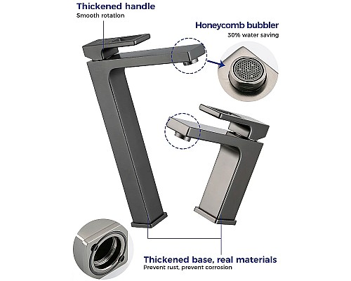 Смеситель для раковины Gappo G17-9 G1017-9 Оружейная сталь