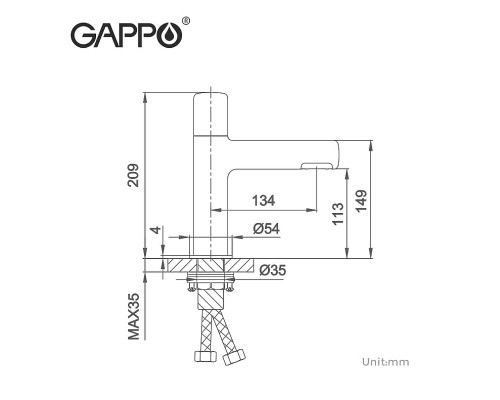 Смеситель для раковины Gappo G1052-80 Хром