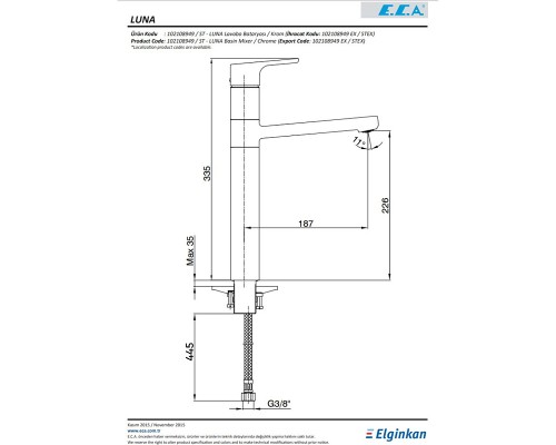 Смеситель для раковины E.C.A. Luna 102108949EX Хром