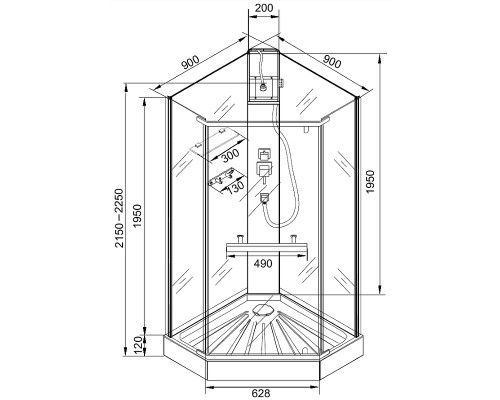 Душевая кабина Ceruttispa Chika 90х90 901B без гидромассажа