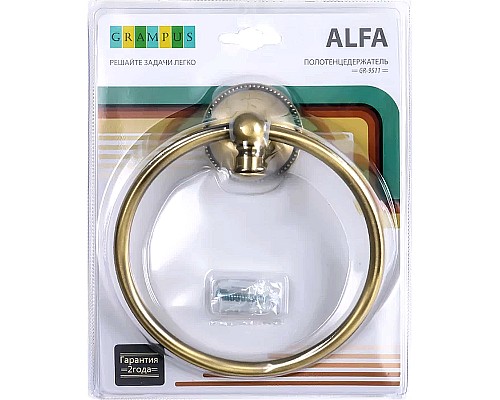 Кольцо для полотенец Grampus Alfa GR-9511 Античная латунь Кольцо для полотенец Grampus Alfa GR-9511 Античная латунь