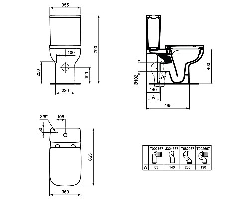 Унитаз компакт Ideal Standard I.Life A T472101 без бачка и сиденья